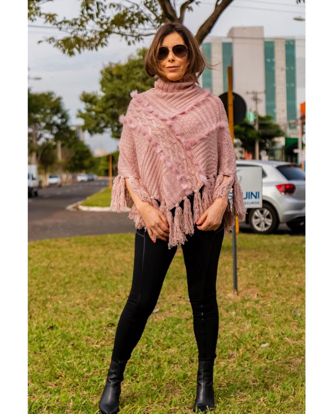 Meu look: Poncho rosé