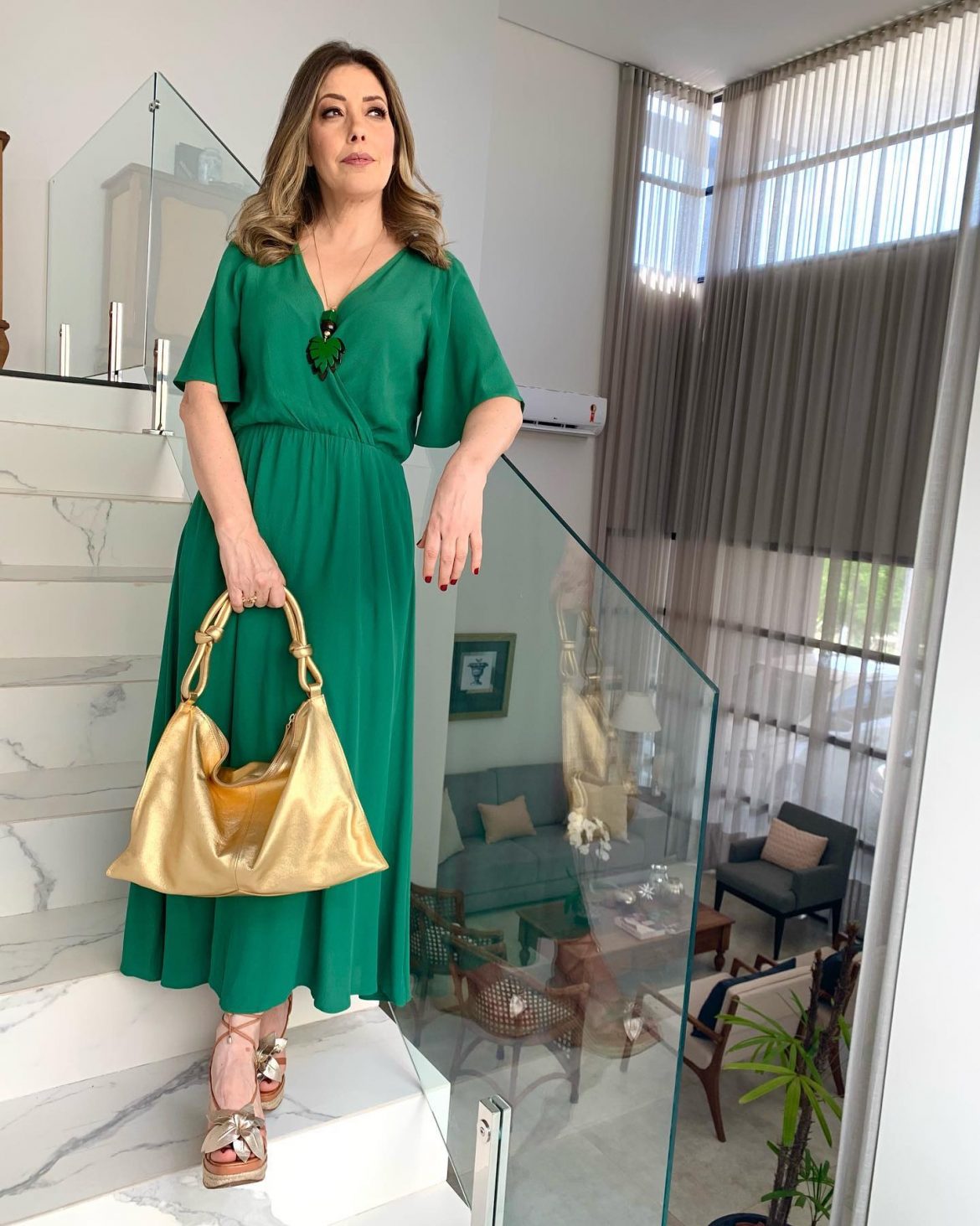 Meu look: Vestido verde midi